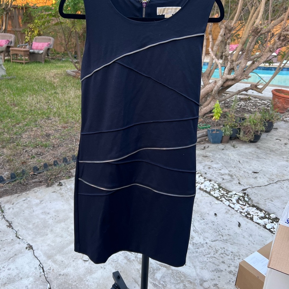 Michael Kors Black Mini Dress with Silver Accents